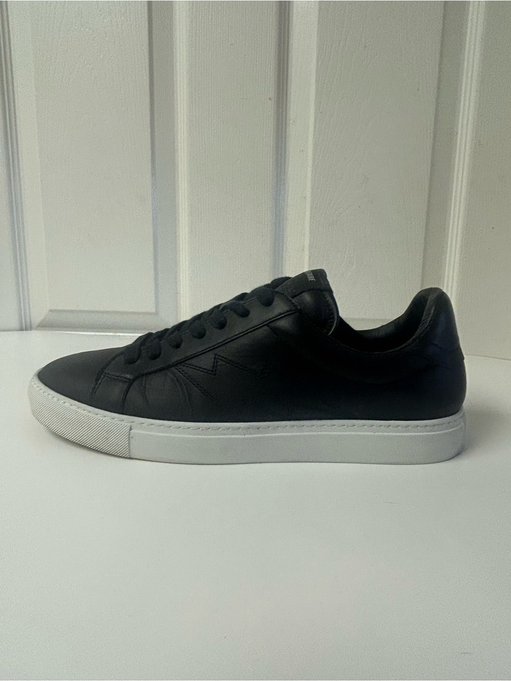 Zadig & Voltaire Black Leather Low-Top Sneakers with White Sole - Picture 7 of 10